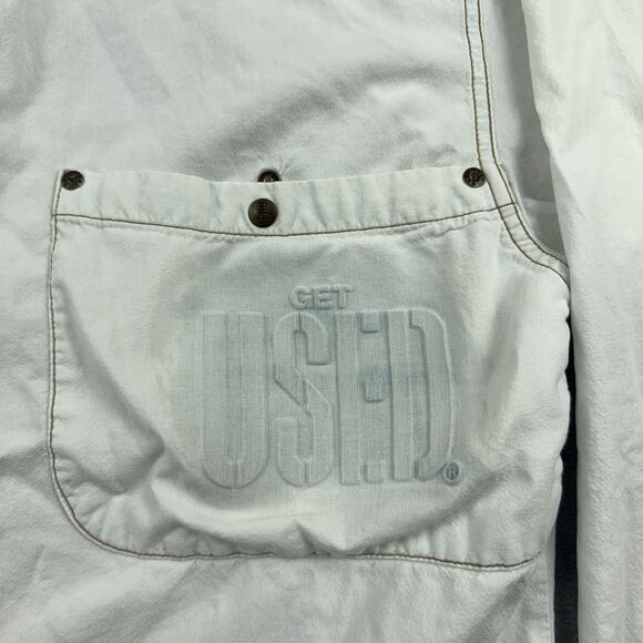 Vintage 1990's Get Used By Elie Shirt Mens Size M White Snap Button Up Oversized - Picture 4 of 8